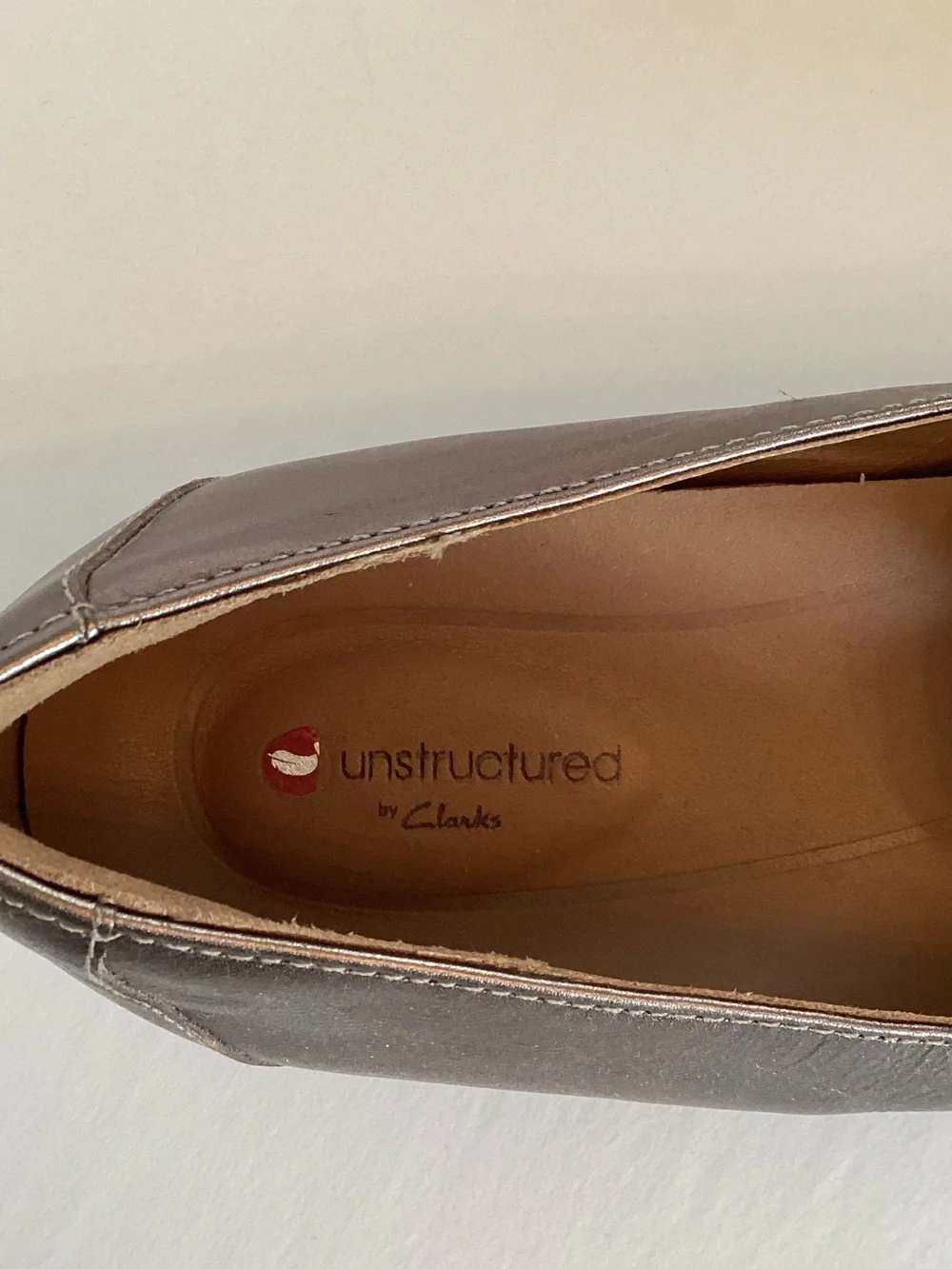 Clarks Unstructured Metallic Bronze Leather Loafers